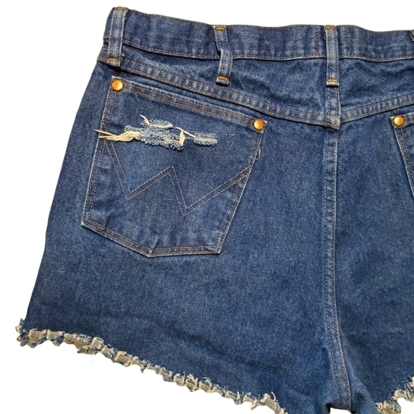 Reworked cut off Wrangler mens jean shorts highrise highwaisted ripped frayed - Picture 9 of 13